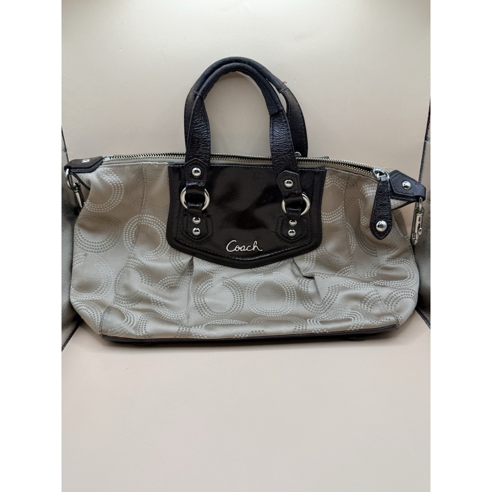Coach Ashley Dotted OP Art Satchel Hand Bag Purse F20027 Brown-read description - Picture 2 of 16